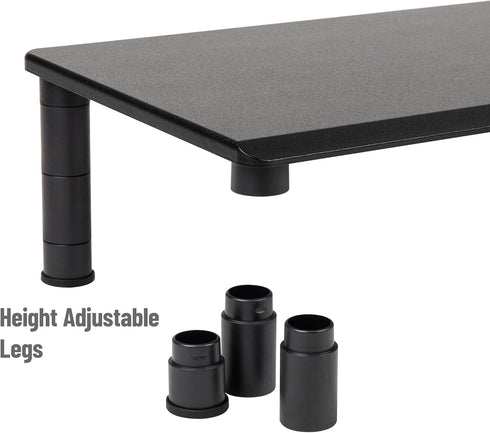Mind Reader Height Adjustable Dual Monitor Stand, Desktop Organizer, Laptop Riser for Office, 38.5" L x 11" W