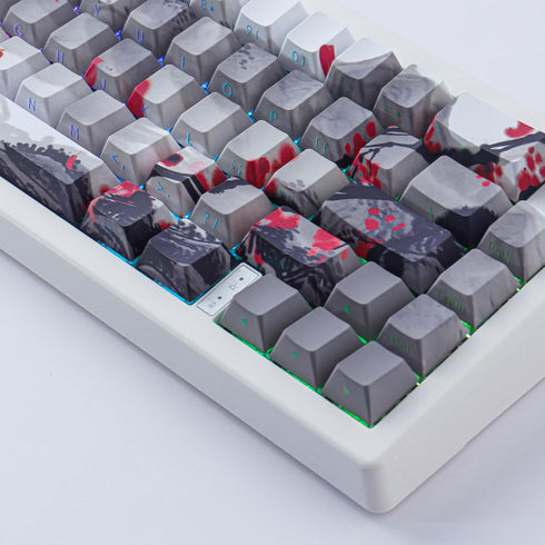 Tsungup PBT Keycaps - Side Printed Keycap Set, 135 Keys Double Shot Shine Through Landscape Painting Custom Keycaps for