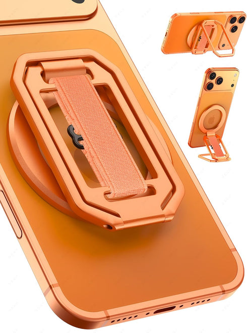 HYCZAAE All-Aluminum Magnetic Phone Grip & Stand for Desk, Bed & On-the-Go Compatible