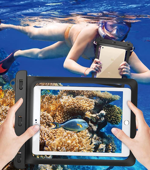 10 in Black Tablet Waterproof Pouch Dry Bags Case for iPad (2021) 10.2, iPad Air 10.5, iPad Pro 11, Samsung Galaxy Tab
