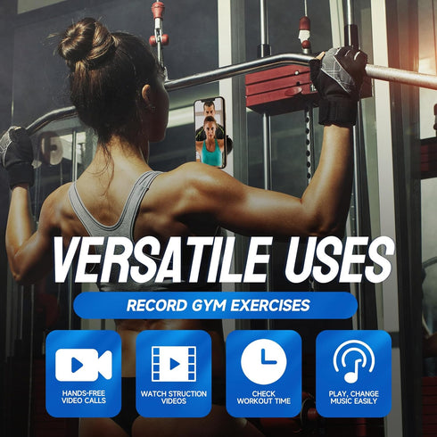 Gym Magnetic Phone Holder Attach to Metal Surface, All Metal Dual Magnet Phone Mount for Gym, Compatible with All iPhone & Android, 360 Degree Angle Adjustable, Perfect for Recording Video.