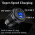 BATIGE 2 Pack Car Charger Socket, Dual 45W PD Type C & 18W QC 3.0 with Voltmeter for 12V/24V Car Boat Marine ATV Bus