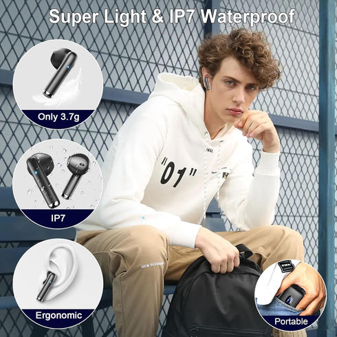 Wireless Earbuds, 2024 Bluetooth 5.4 Earbuds Hi-Fi Stereo, 3g Mini Ear Buds with 4 ENC Mic, 30H USB-C LED Charging