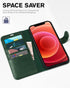 TUCCH Wallet Case for iPhone 12 Pro Max 5G, PU Leather Magnetic Flip Cover, Shockproof TPU Interior, Midnight Green