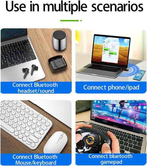 USB Bluetooth 5.3 Adapter for PC, Wireless Transmitter Receiver for Desktop, Laptop, Supports Windows 11/10/8.1/7