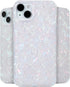 LONLI Hue White Pearl Tort Case for iPhone 15 Plus - 10FT Drop Protection, Shockproof Cover with Color Changing Effect