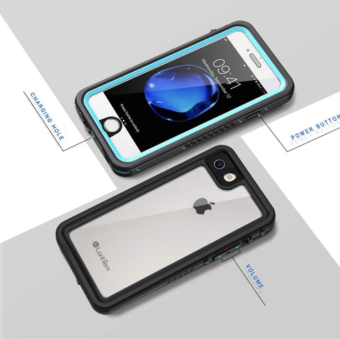 Lanhiem iPhone SE 2022/2020 Case - IP68 Waterproof Dustproof Shockproof with Built-in Screen Protector, Blue