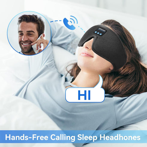 Sleep Headphones Bluetooth 5.0, Wireless 3D Eye Mask, Washable for Side Sleepers, Adjustable Stereo Speakers