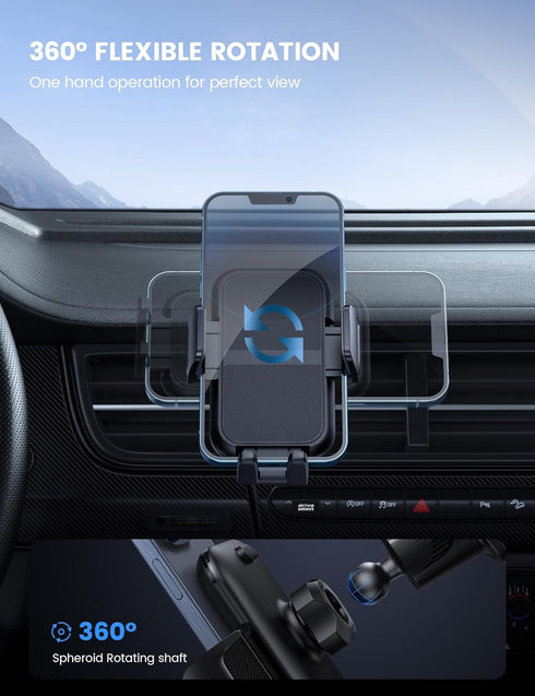 Lamicall 2024 Wider Clamp & Metal Hook Car Phone Holder Vent, Thick Cases Friendly Phone Holders for Your Car Mount,
