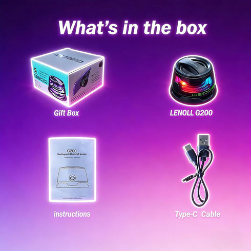 LENOLL Set Magnetic Mini Bluetooth Speaker with RGB Lights, Portable Wireless Stereo Speaker with Phone Holder, Small
