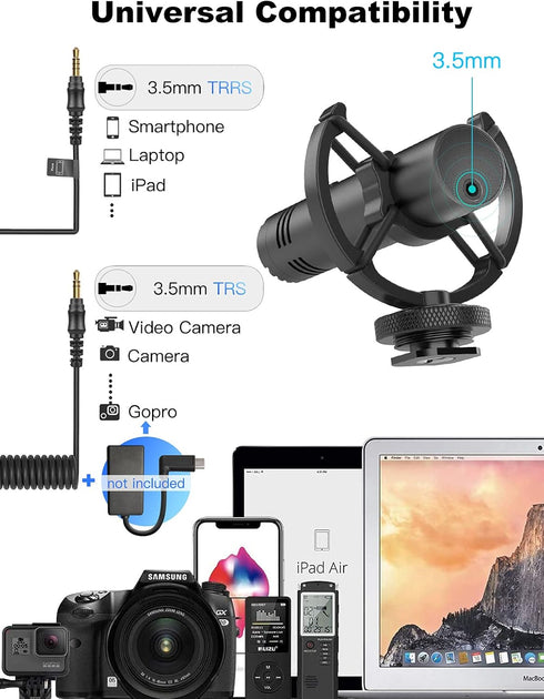SYNCO M2S Video Microphone, Mini Cardioid Directional On-Camera Mic for DSLR Camera and Smartphone with 3.5mm