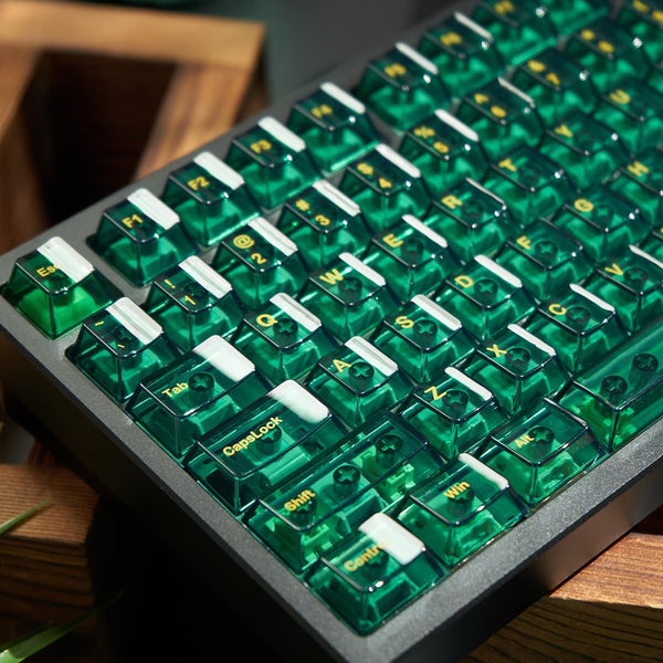 Transparent Green Keycaps, Backlit Clear Crystal Keycap, 156 Keys PBT Cherry Profile Custom Keyboard Keycap Set for 60%