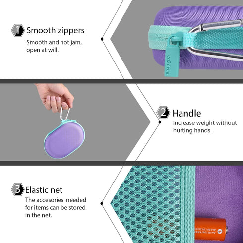 co2CREA Hard Case Replacement for Logitech POP Wireless Mouse, Purple Case + Daydream Mint Zipper