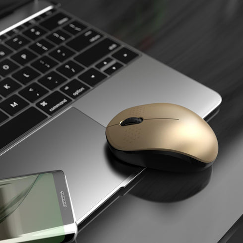 seenda Wireless Mouse with Nano USB Receiver, Noiseless 2.4G Wireless Mouse for MacBook, Notebook, PC (Black & Gold)
