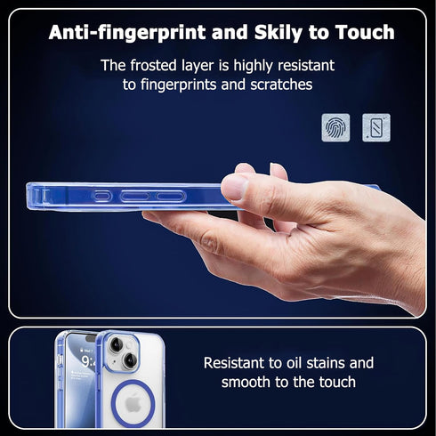 Magnetic Frosted Blue Case for iPhone 12, Compatible with MagSafe, MIL-Grade Protection, Translucent Matte Slim Cover