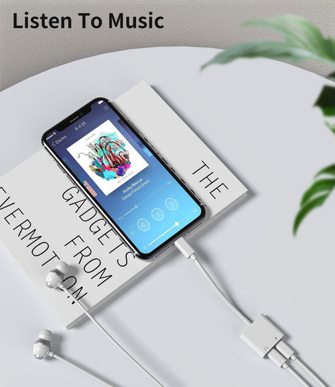 Headphone Adapter Lightning to Audio Jack and Charger Extender, Compatible with iPhone 11 12 Mini Pro Max