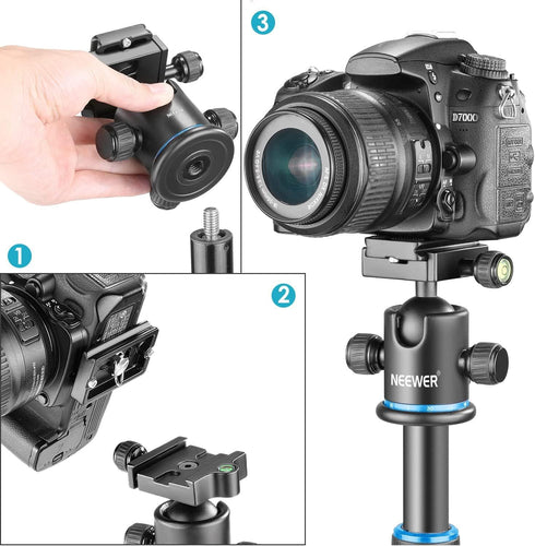 NEEWER 36MM Tripod Ball Head 360° Panoramic Metal with Quick Release Plate, Max Load 17.6lb/8kg, Blue