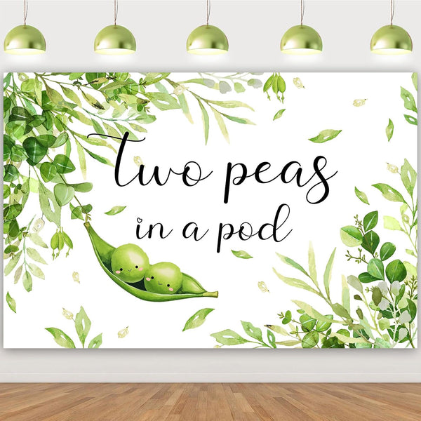 Diartpaint Twin Baby Shower Decorations Two Peas in A Pod Backdrop 7x5ft Greenery