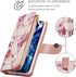 UEEBAI 15, Wallet Case for iPhone PU Leather Case Magnetic Closure Handbag Zipper Pocket Case Kickstand Card Slots