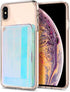 CheapSunday ID Card Holder for Back of Phone Leather Phone Wallet Stick On with Stand Flip Waterproof Leather Adhesive Wallet for Most Cellphones (Transparent)