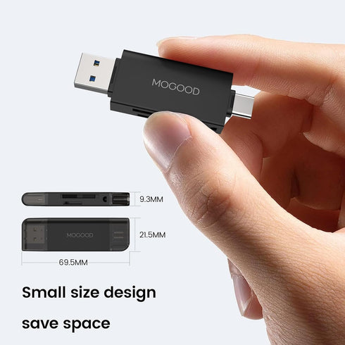 USB C Memory Card Reader, SD Card Reader USB 2.0 Micro SD Adapter, Dual Connector USB 2.0/USB C, Supports SD/Micro
