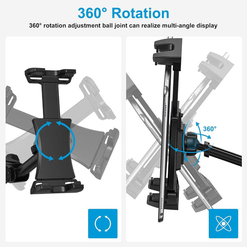 Updated Tablet Mount Holder for Mic Stand, Adjustable iPad Phone Holder for 4.7 to 13.5-inch Tablets & Smartphones