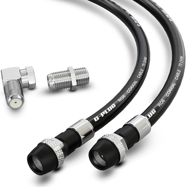 G-PLUG RG6 Coaxial Cable 50FT Triple Shielded, Waterproof, 75 Ohm with F-Type