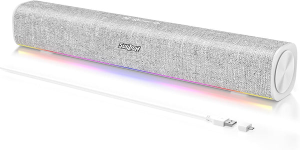 SOULION R100 Bluetooth Computer Speakers with Dynamic LED Light, USB Plug & Play