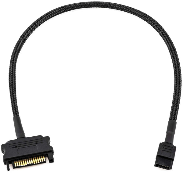 CRJ Slimline SATA Power Adapter Cable, 12-inch Black Sleeved for 6-Pin Slimline SATA Disk Drives