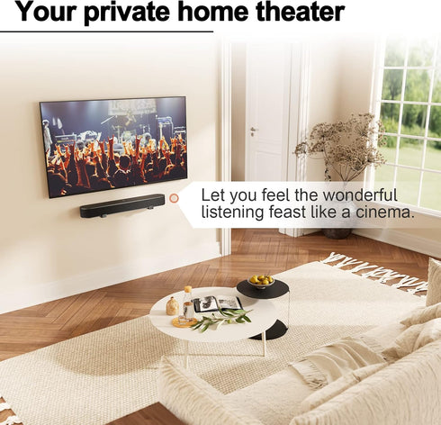 PUTORSEN Universal Dual Soundbar Wall Mount, Black, for Most Soundbars, Holds up to 33 lbs, Depth Adjustable 3.5”-6.1”