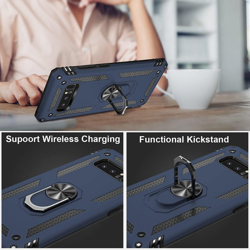 IKAZZ Galaxy Note 8 Case, Heavy Duty Shockproof Protective Phone Cover with Magnetic Kickstand, Blue, Pass 16ft Drop