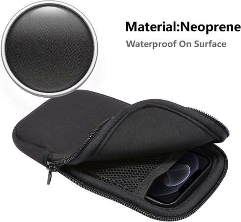 ZORSOME Neoprene Phone Pouch for iPhone 12 mini, SE 2020, 11 Pro, Universal Cell Sleeve with Zipper, Black