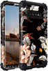 Casetego Floral Three Layer Heavy Duty Hybrid Case for Samsung Galaxy S10, Sturdy Shockproof Cover (Orange Flower/Black)