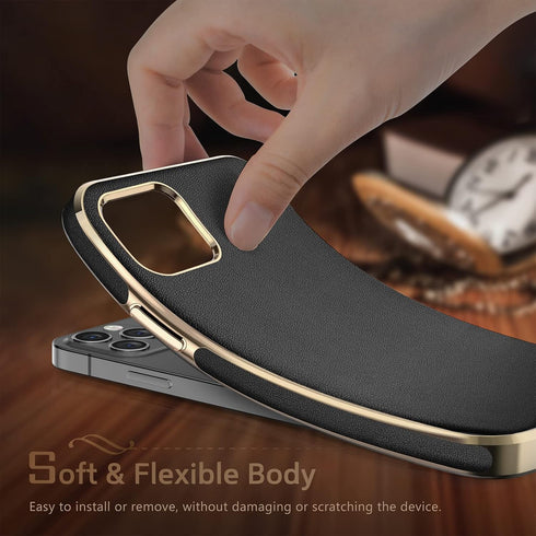 LOHASIC Luxury Leather Slim Business Case for iPhone 12/12 Pro, Soft Grip Shockproof Bumper Cover for Men and Women -
