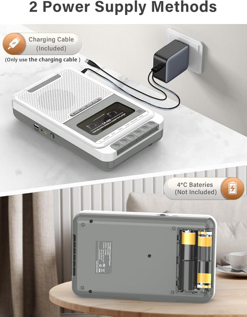 Gracioso Cassette Cassettes/USB/SD Cassette MP3 Cassette Player Recorder Converter,Record to Card via Mic, Portable