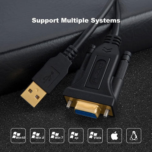 CableCreation USB to RS232 Adapter, 6.6ft USB 2.0 Male to RS232 Female DB9 Serial Converter Cable, Black