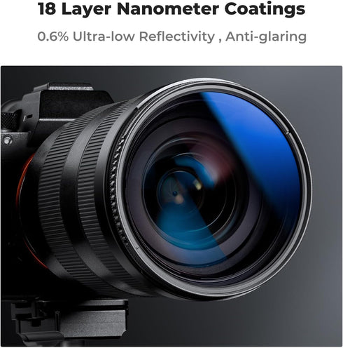 K&F Concept 55mm Circular Polarizer Filter with Lens Cap Cleaning Cloth, Ultra Slim Optical Glass for Camera Lens