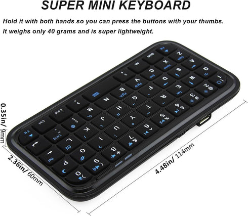 Super Mini Wireless Keyboard, Rechargeable Cordless Bluetooth Keyboard, Compact Travel Keypad for iPad, Laptop, PC