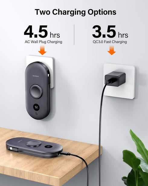 Portable Charger for Samsung Watch 7, 10000mAh Power Bank with Built-in Cables and AC Wall Plug for Samsung Phones and