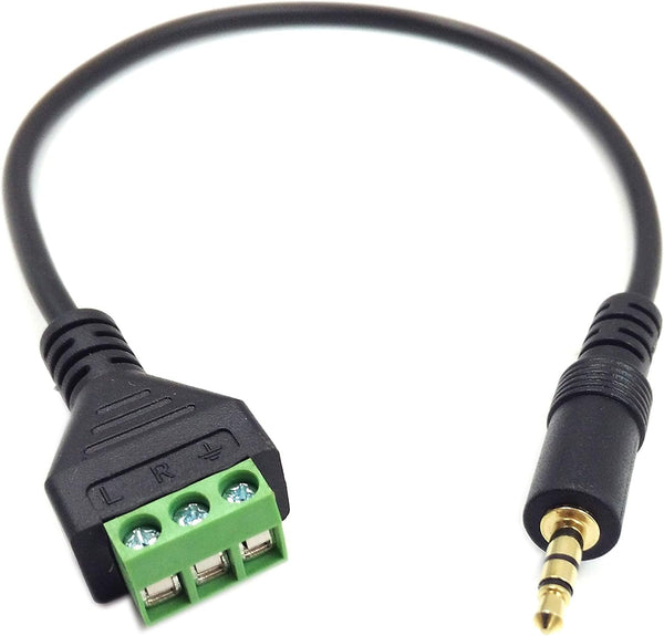 Poyiccot 3.5mm Screw Terminal Connector Cable, 3.5mm Stereo Audio Male Jack to AV 3 Pin Adapter Cable, 30cm