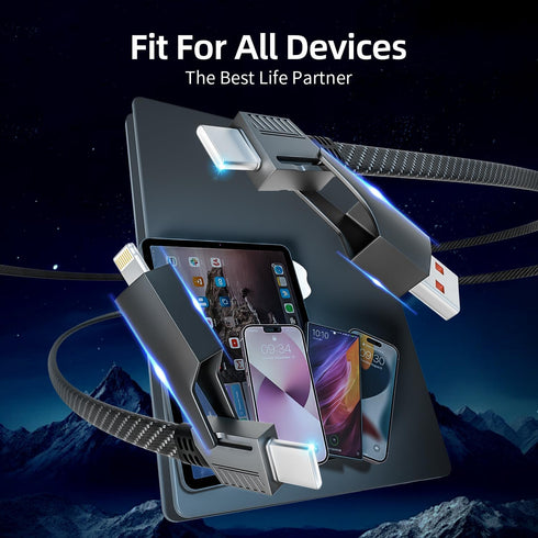 4 1 65W, 4-in-1 16/15/14/13 More(4FT) in Charging Cable Fast Charging USB C Cable USB Multi Charging Cable with E-Mark