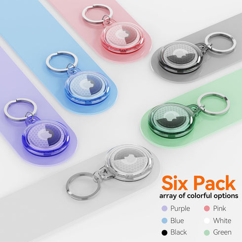 6 Pack Airtag Holder, Waterproof Air Tag Case with Keychain, Shockproof & Dustproof Holders for Dog Collar, Luggage