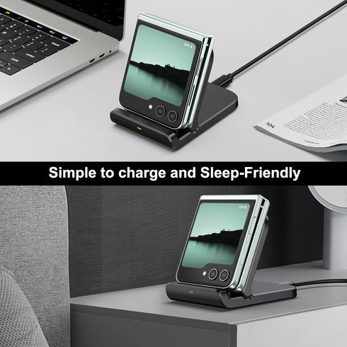 Wireless Charger for Samsung Z Flip 6 - 2 Pack, Foldable Wireless Charging Stand for Galaxy Z Flip Series, No Adapter