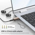 MOSWAG USB to 3.5mm Audio Jack Adapter(2 pack), USB to Audio Aux Adapter, External Sound Card Converter Compatible with Headset Windows, Desktops, Laptop, Linux, PS4, PC