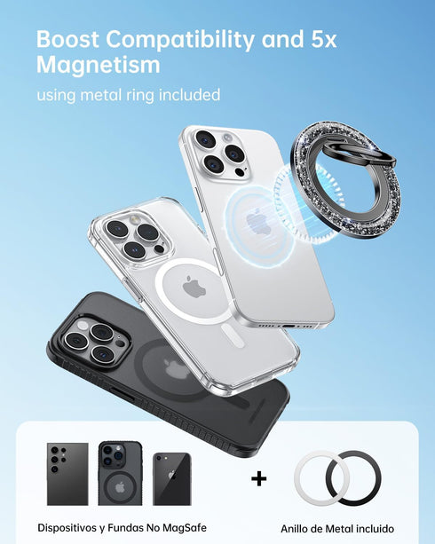 SYNCWIRE 360 17 16 15 14 13 12 Magnetic Phone Ring Holder for MagSafe - Glitter Phone Grip Stand with Rotation Finger