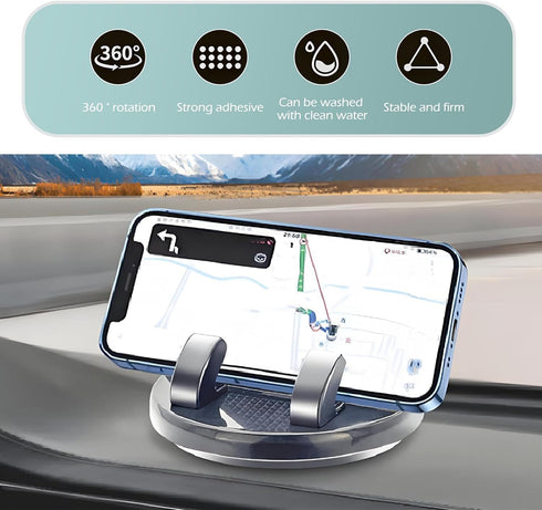 DACIRTY 360 Dashboard Cell Phone Holder with Parking Number Plate, Degree Rotating Adjustable Spring Clamped Plastic