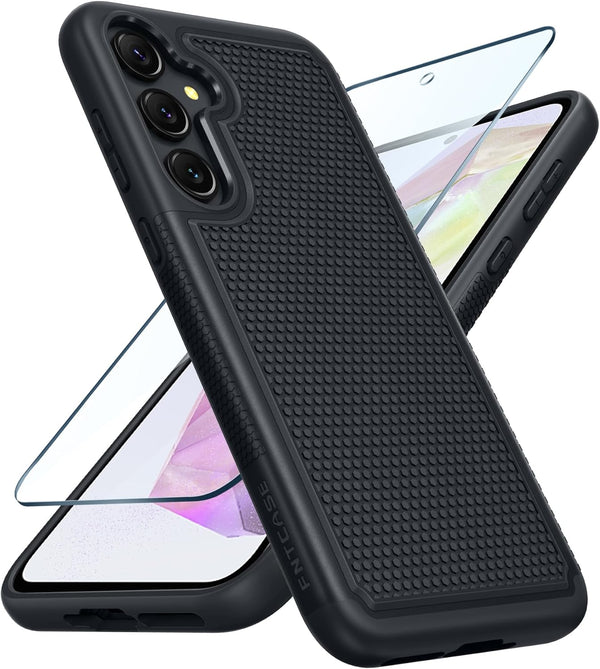 FNTCASE Samsung Galaxy A35-5G Case (Black) - Dual Layer Protective Heavy Duty Shockproof Rugged Cell Phone Cover