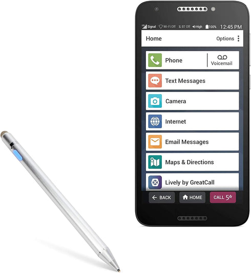 BoxWave Stylus Pen Compatible with Jitterbug Smart2 - AccuPoint Active Stylus with Ultra Fine Tip (Metallic Silver)
