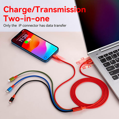 Multi USB Charging Cable 4A, 4-in-1 Charger Cord with USB C/Micro USB Port Adapter for Phone/Tablets (2Pack/4Ft).