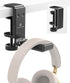 Foldable Headphone Stand Hanger Holder, Space-Saving Aluminum Soundbar Stand with Universal Fit for Gaming PC Accessories, Under Desk Clamp Hook Mount (Black-1PC) by APPHOME